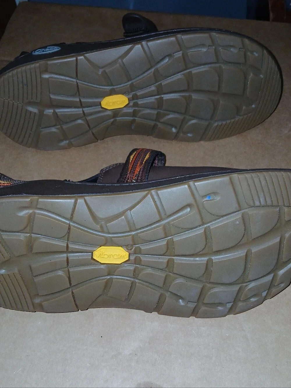 CHACO Men's Brown Leather Slip-On Sandals with Adjustable Straps